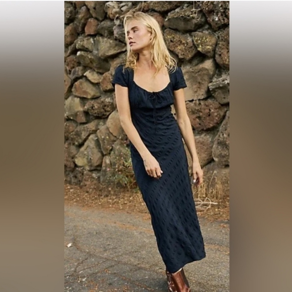 Free People Navy Midi Dress
